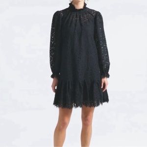 NEW WITH TAGS! J.Crew Ruffleneck lace dress (black)